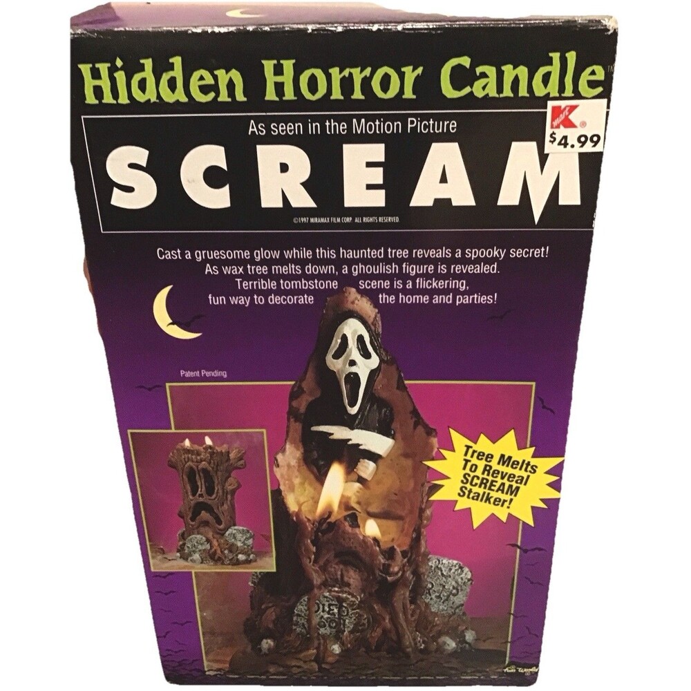 VTG 1997 Original SCREAM Movie Melting Ghostface Stalker Hidden Horror Candle